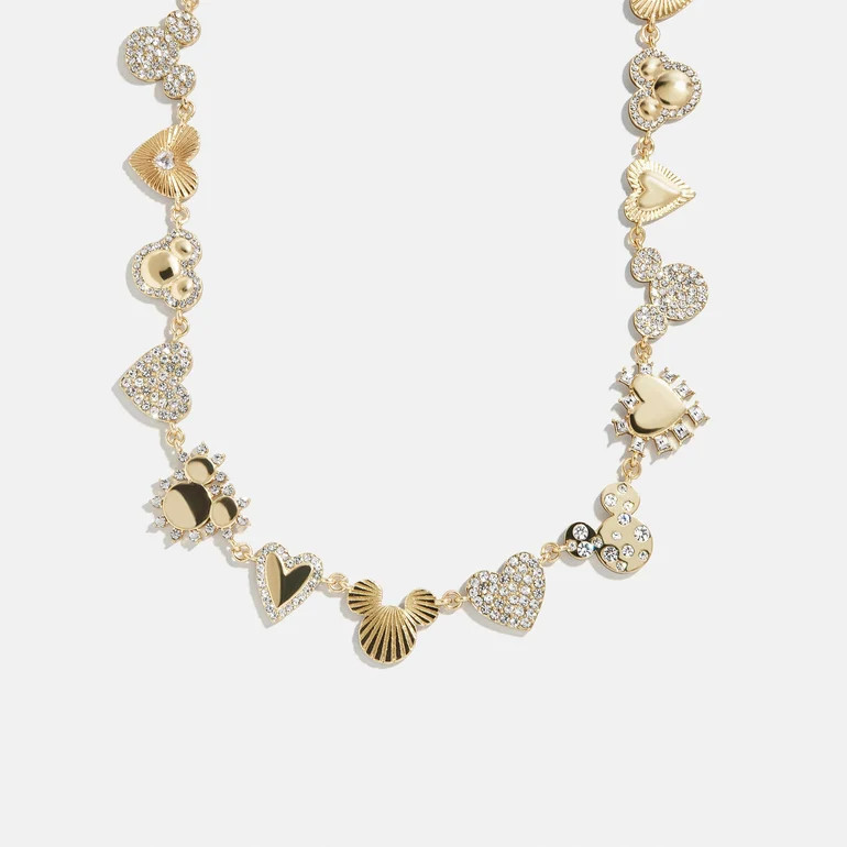 Disney Mickey Mouse Hearts Necklace - Gold/Pav\u00e9 | BaubleBar