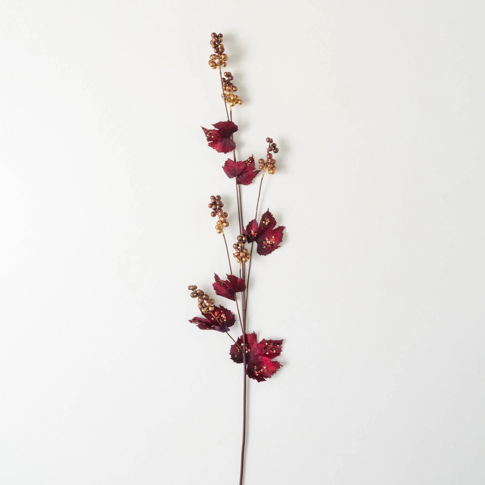 44" Artificial Gold Berry Burgundy Foliage Christmas Stem | Wayfair North America
