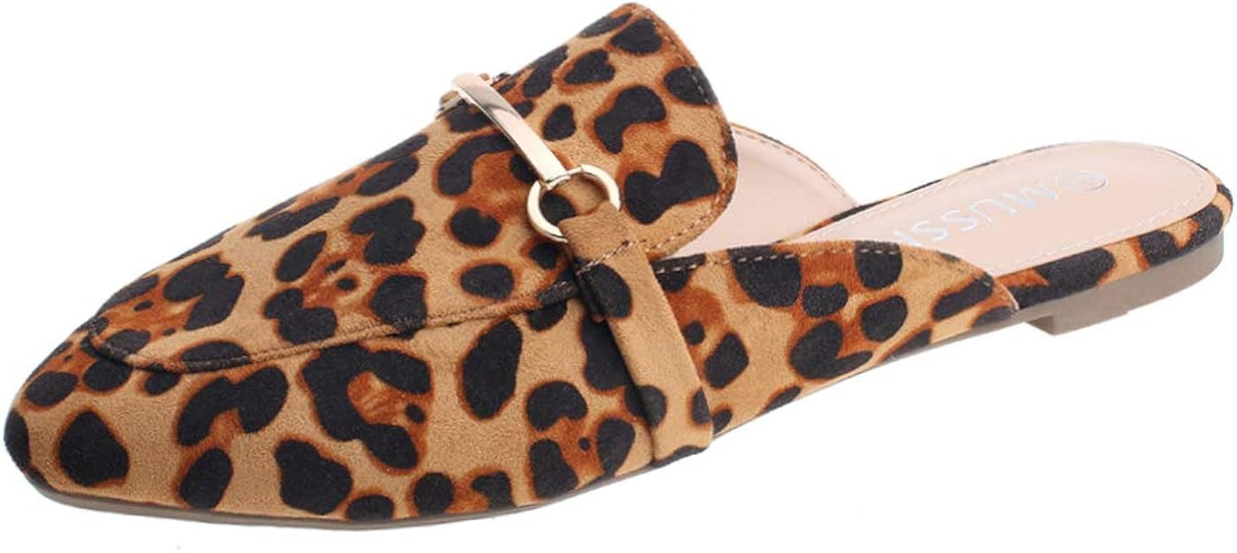 MUSSHOE Mules for Women Slip on Flats Loafers, Pointed Tose Womens Mules, Flat Loafers Shoes for ... | Amazon (US)