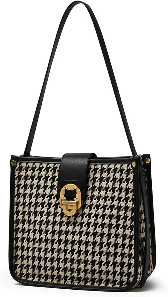 FOXLOVER Lady New Houndstooth Commuter Shoulder Bag Autumn and Winter Large-Capacity Retro Portab... | Amazon (US)