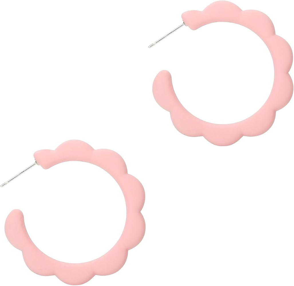 Acrylic Flower Hoop Earrings, Lightweight Floral Open Hoops Candy Color Hoop Earrings for Women G... | Amazon (US)