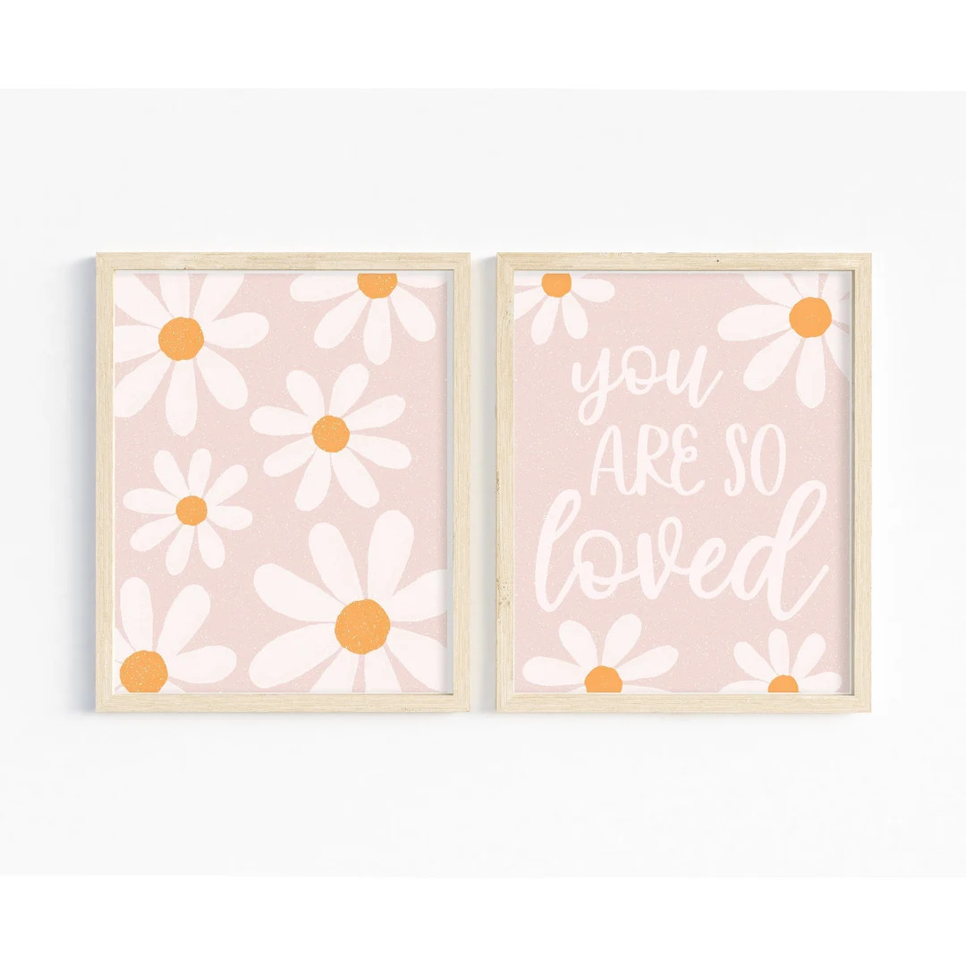 Nursery Printable Wall Art Set of 2 Daisy Wall Art Girls - Etsy | Etsy (US)