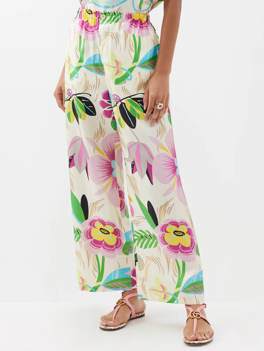 Hawaii floral-print silk-twill trousers | Matches (APAC)