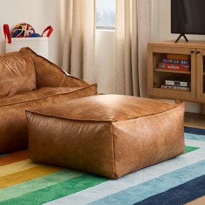 Vegan Leather Lounger Ottoman | West Elm (US)