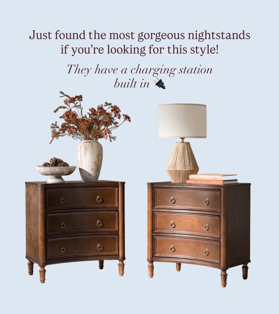 Such pretty nightstands! Under $700 for a set of 2! 