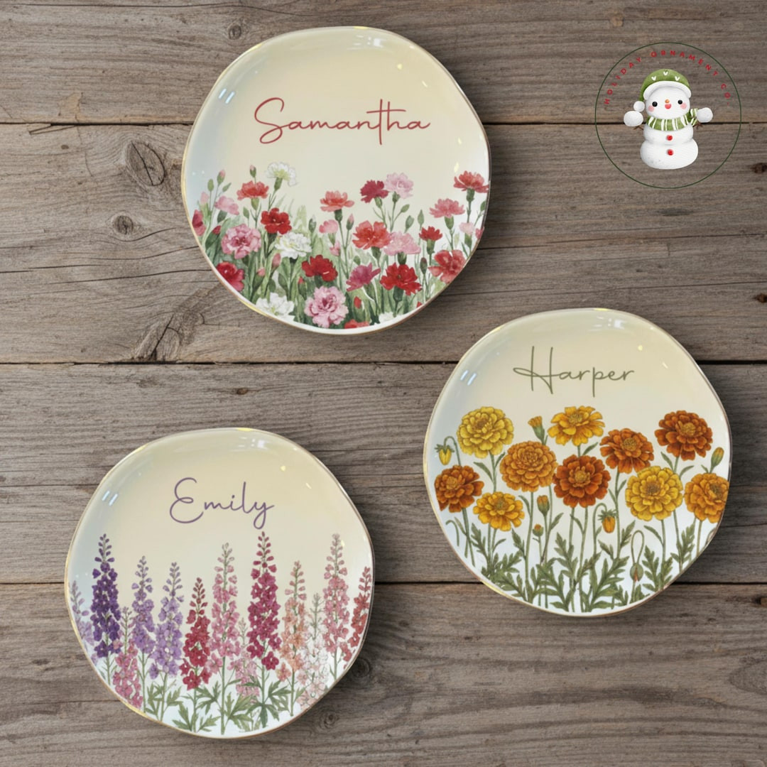 Personalized Watercolor Birth Month Flower Ring Trinket Dish | Birthday Jewelry Dish | Wedding Br... | Etsy (DACH)