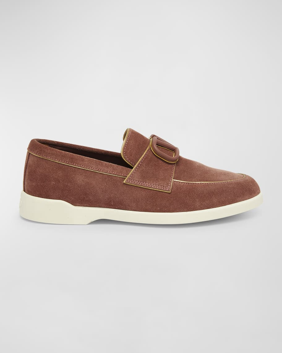 VLogo Suede Easy Loafers | Neiman Marcus