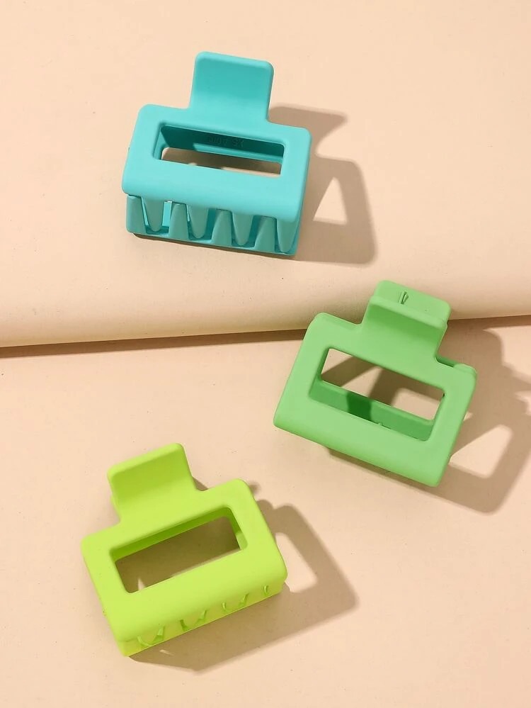 3pcs Solid Geometric Hair Claw | SHEIN