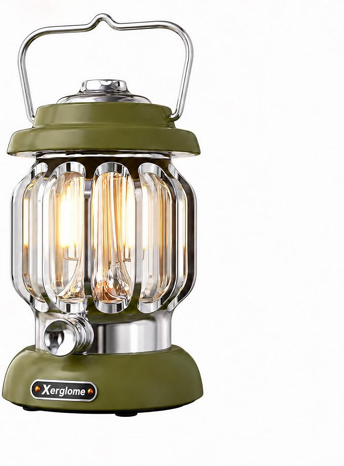 Retro Metal LED Camping Lantern Rechargeable Warm Filament Light | Amazon (US)