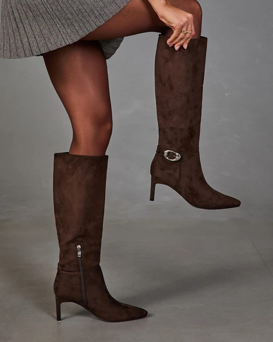 Autumn Stroll Heeled Knee High Boots Dark Taupe / 7.5 | VICI