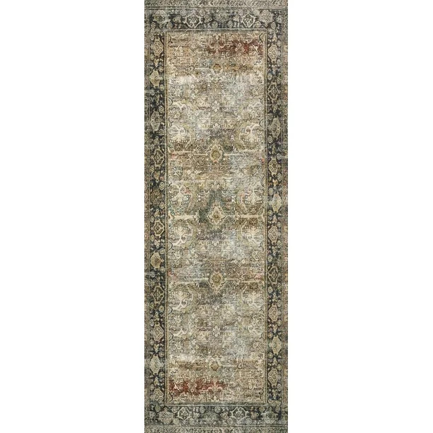 Loloi II Layla Printed Oriental Distressed Area Rug, Gray, 7'6" x 9'6" - Walmart.com | Walmart (US)