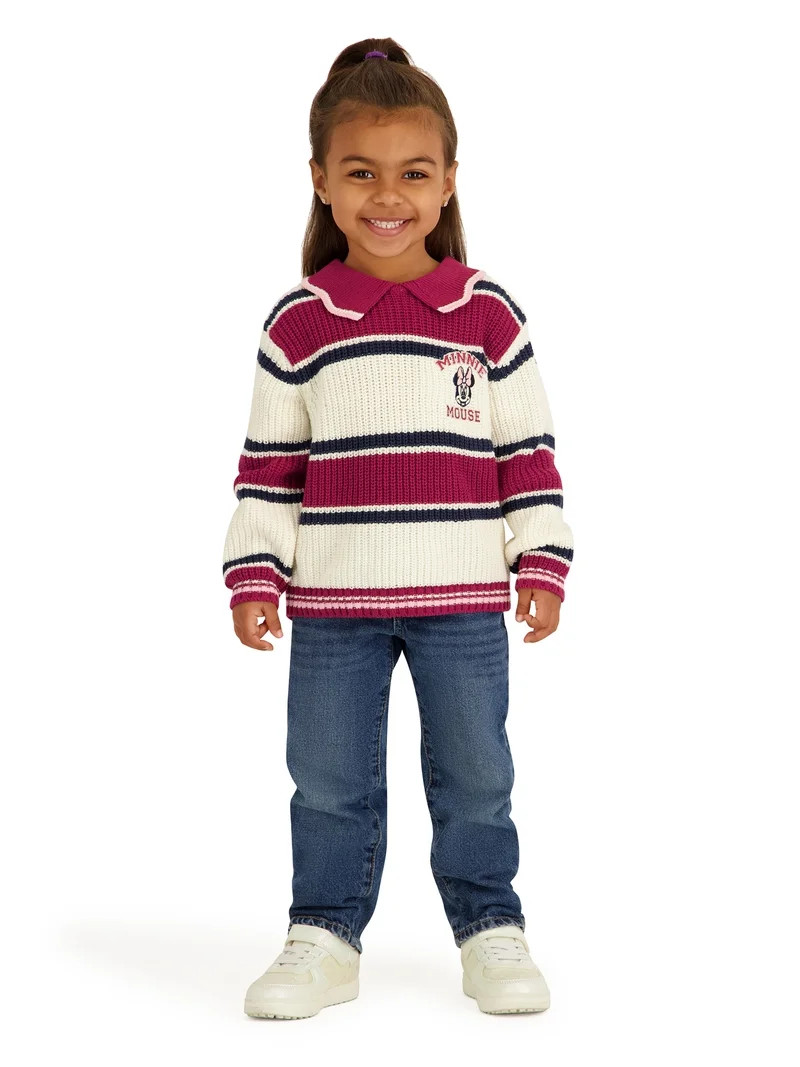 Minnie Mouse Toddler Girls Stripe Sweater, Sizes 12 Months - 5T | Walmart (US)