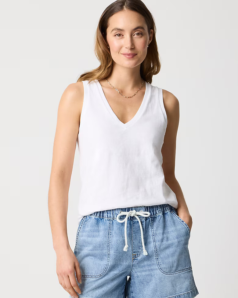 Slub cotton V-neck tank top | J.Crew Factory