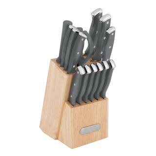 15-Piece Triple Riveted Stainless Steel Knife Block Set | The Home Depot