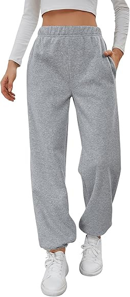 SweatyRocks Women's Elastic High Waist Sweatpants Workout Pocket Jogger Pants | Amazon (US)