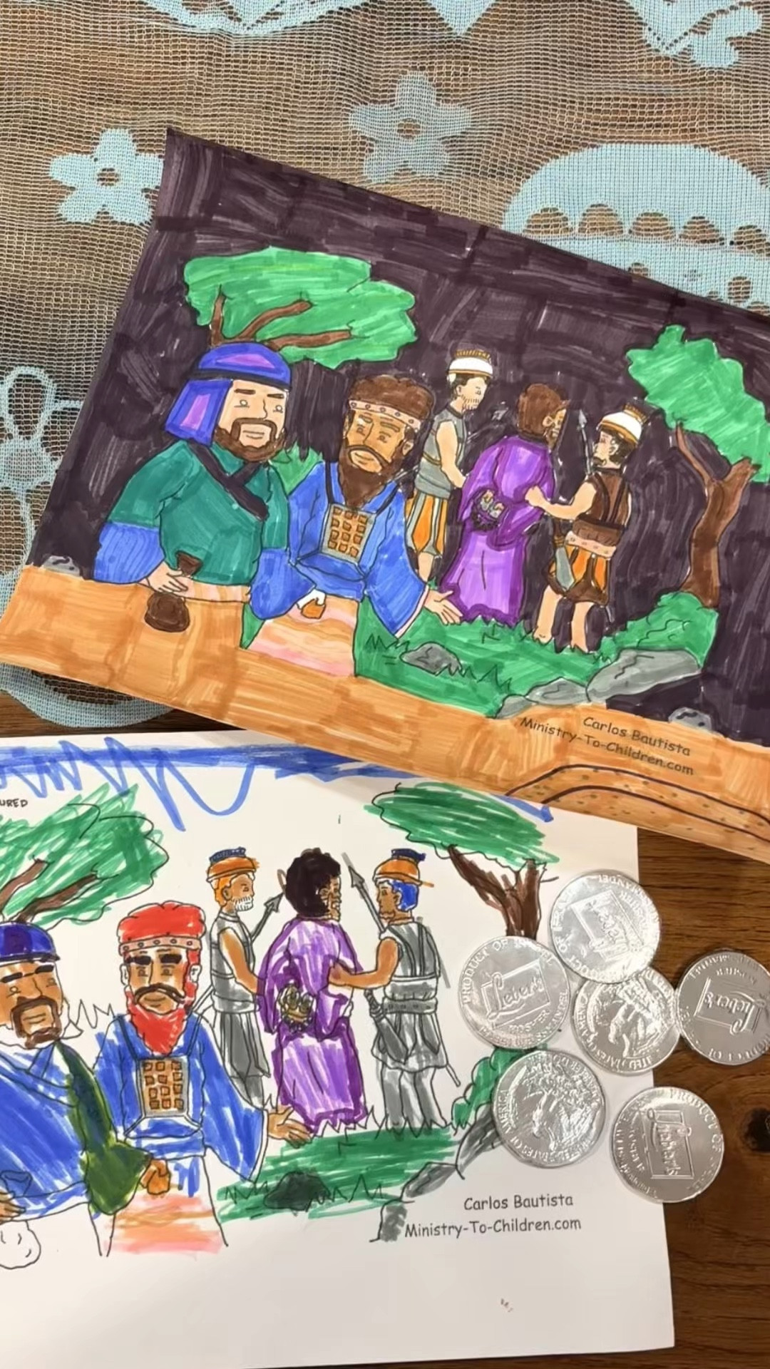 Holy Week, Spy Wednesday ✝️

🖍️ Craft/Activity: Judas Betrays Jesus coloring sheet
🍫🪙Treat: Chocolate Silver Coins
✝️ Bible Verse: Matthew 26:14-16, Mark 14:1-2, 10-11, Luke 22:1-6

#LTKdayinmylife #LTKmomlife #LTKKids