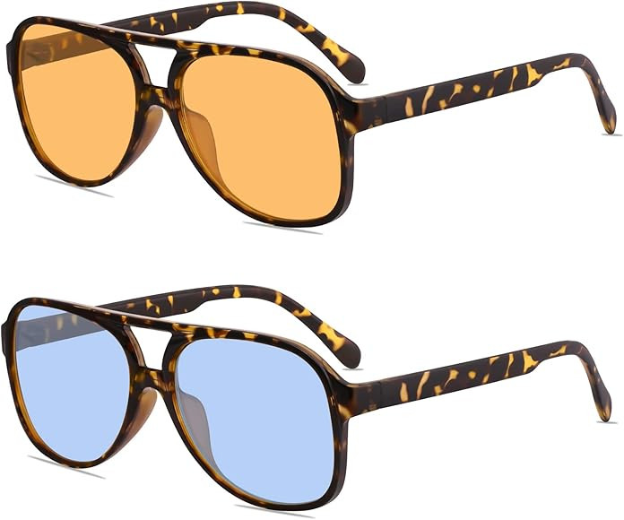 YDAOWKN Classic Vintage Aviator Sunglasses for Women Men Large Frame Retro 70s Sunglasses UV400 | Amazon (US)