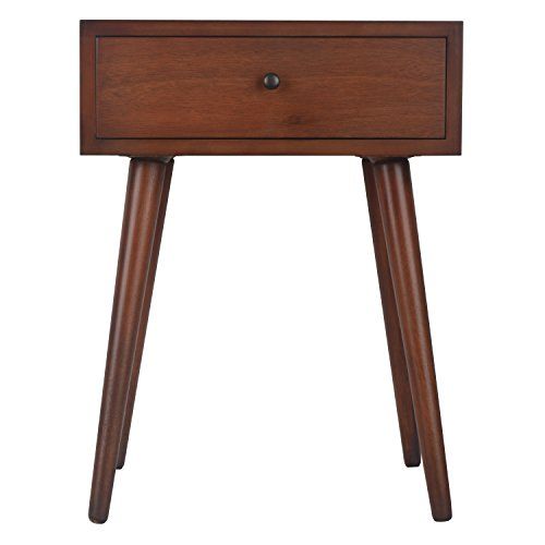 Décor Therapy Mid Century One Drawer Side Table Wood Light Walnut | Amazon (US)