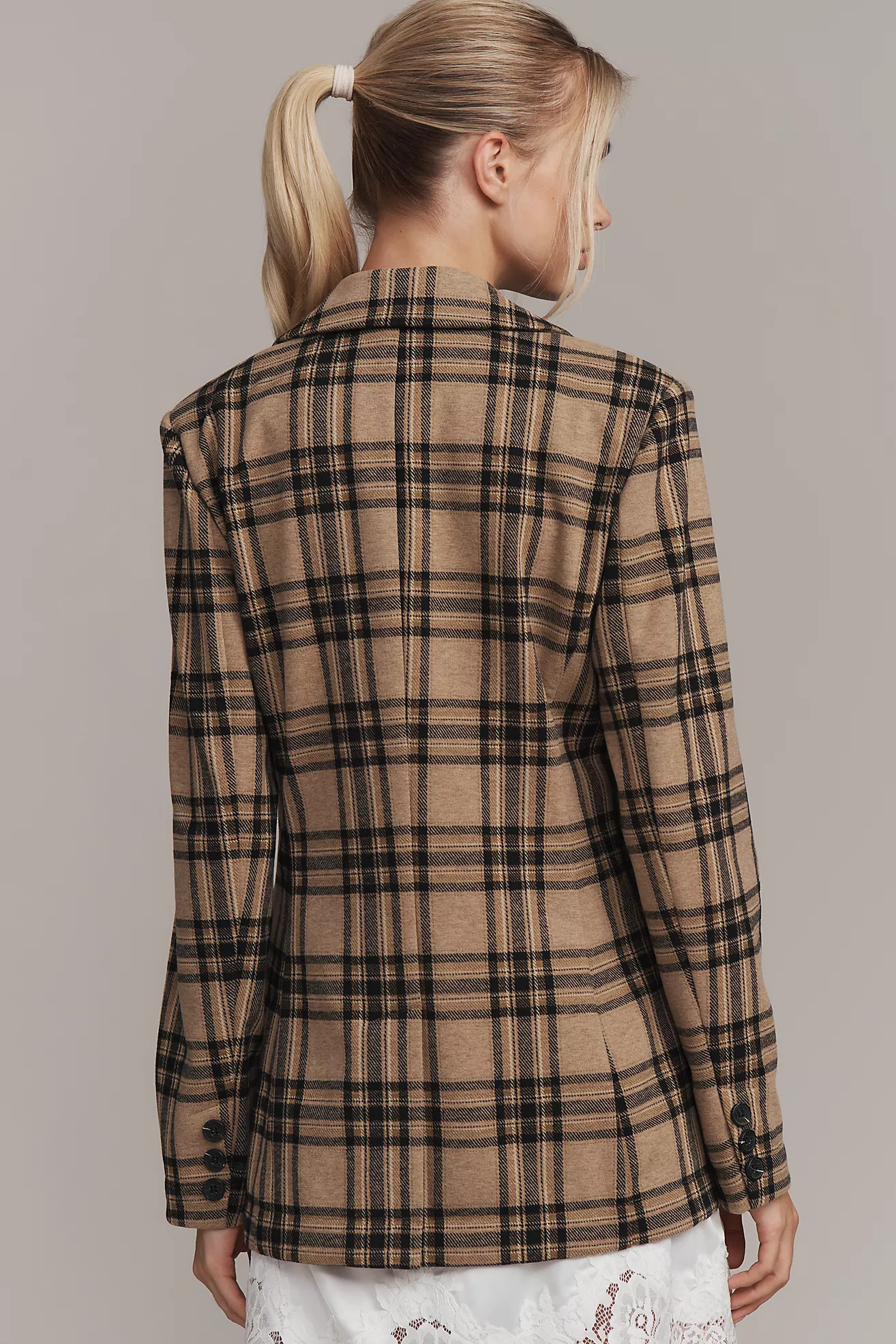 Avec Les Filles Double-Breasted Knit Plaid Blazer | Anthropologie (US)