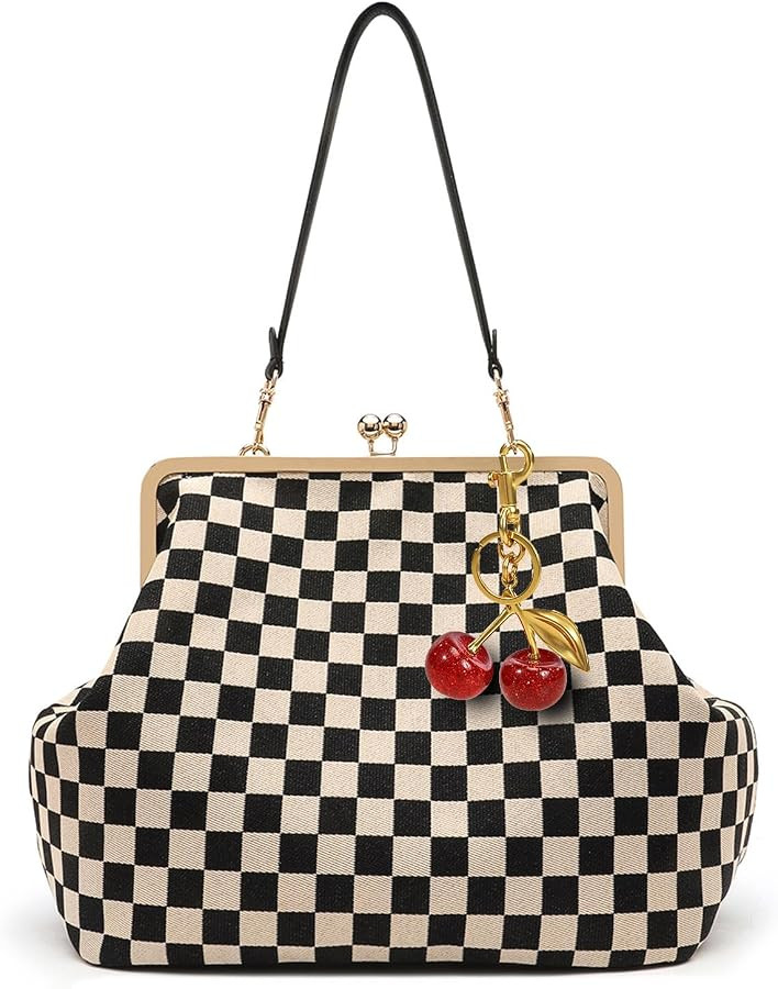 Kisslock Bag for Women Kiss Lock Purses and Handbags Leather Kisslock Shoulder Purse Trendy Tote ... | Amazon (US)