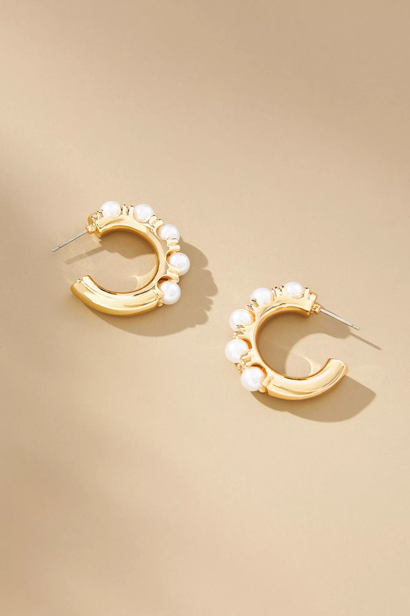 Pearl-Embellished Hoop Earrings | Anthropologie (US)