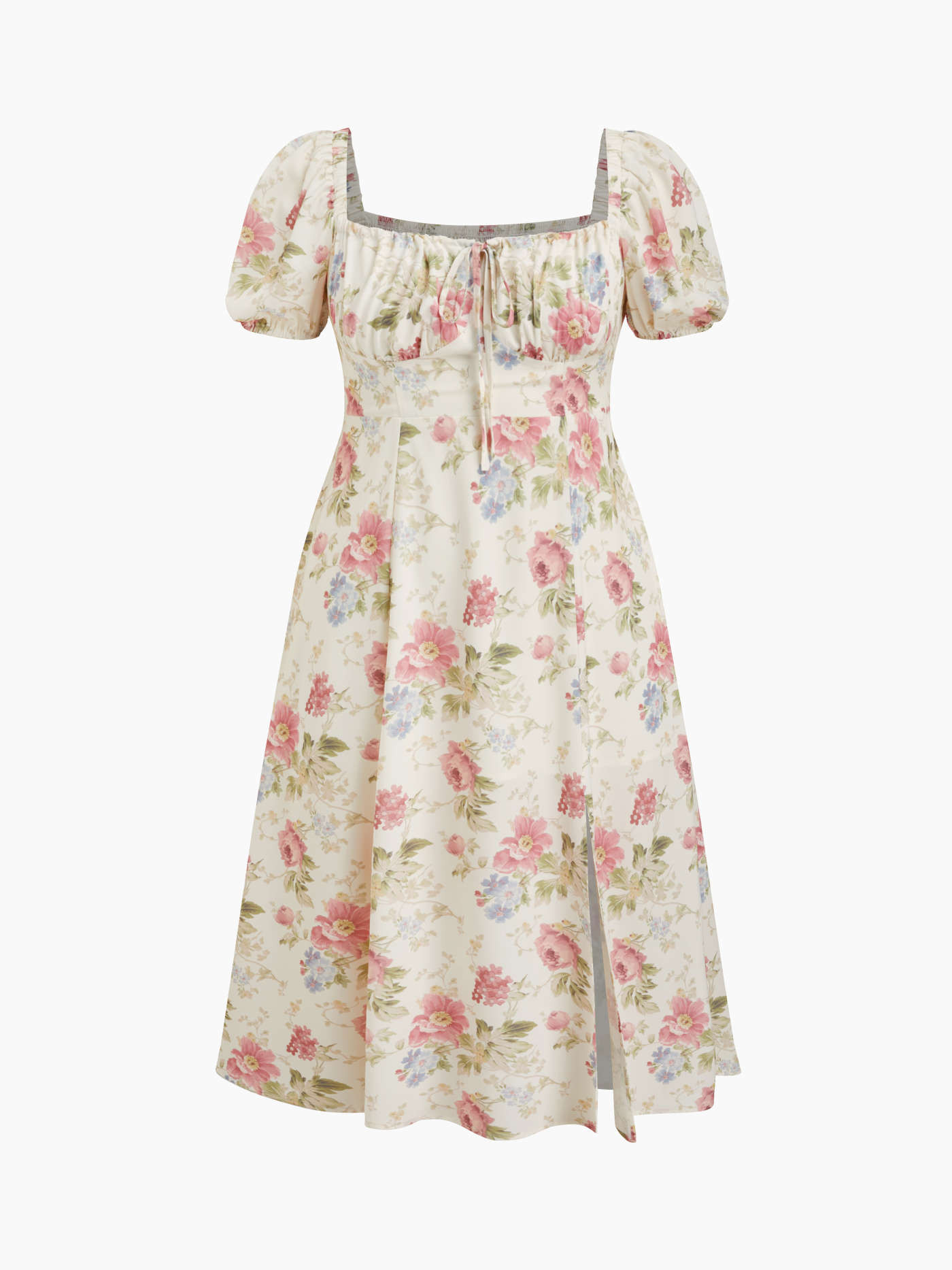 Fruit Square Neck Puff Sleeve Midi Dress Curve & Plus... | Cider