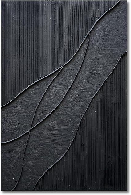 NANKAI Art hand-painted Thick Texture Black Minimalist Oil Painting 45x30 Inch Large Home Wall De... | Amazon (US)