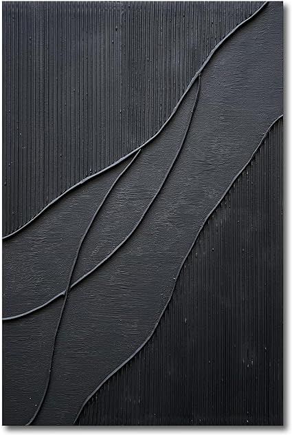 NANKAI Art hand-painted Thick Texture Black Minimalist Oil Painting 45x30 Inch Large Home Wall De... | Amazon (US)