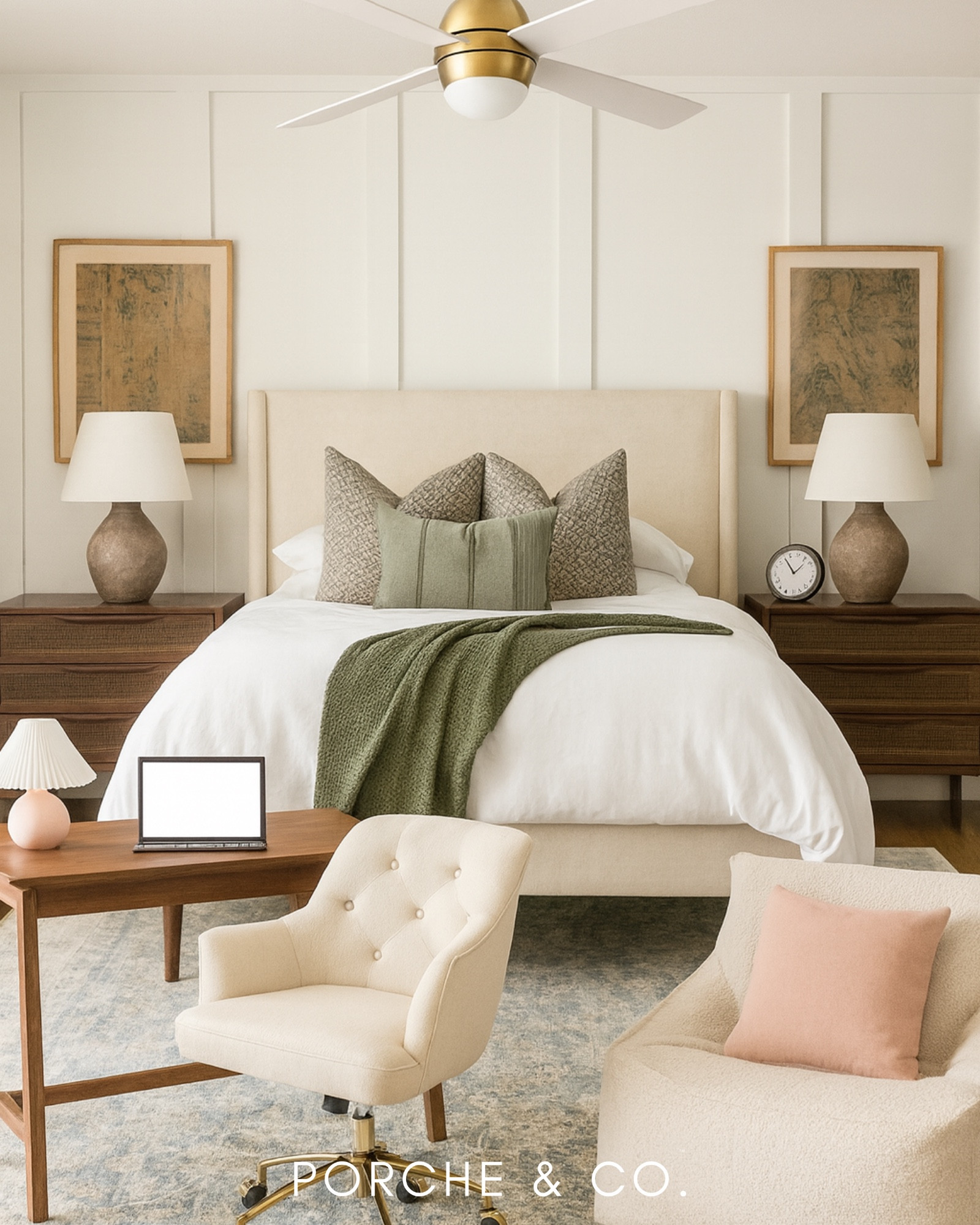 2D vs 3D Bedroom Curated Collection 🌿✨
From visionboard to reality! Swipe to see the before & after of this serene Bedroom Curated Collection, where soft neutrals meet rich texture and timeless style. 🤍

This look layers an upholstered bed, green throw blanket, patterned pillows, rattan nightstands, and ceramic table lamps for a calm, lived-in elegance. The light wood desk, boucle chair, and subtle pink accent pillow add warmth and a hint of Modern Classic comfort — perfect for a bedroom that doubles as a cozy workspace.


#porcheandco #visionboard #moodboard #bedroomdesign #neutralbedroom #modernclassicstyle #interiordesign #onlinedesigner #curatedcollection #edesign #homedecor #interiordecor #porcheandcohomes #serenebedroom #cozyworkspace

Do you want to bring our dreamy Modern Classic style interior design into your own home? 🏡 You’re in luck! Reserve our Online Interior Design packages today -> https://porcheandco.com/edesign ✨ We can’t wait to work with you & design your home with #porcheandco


#LTKHome #LTKBeauty #LTKStyleTip