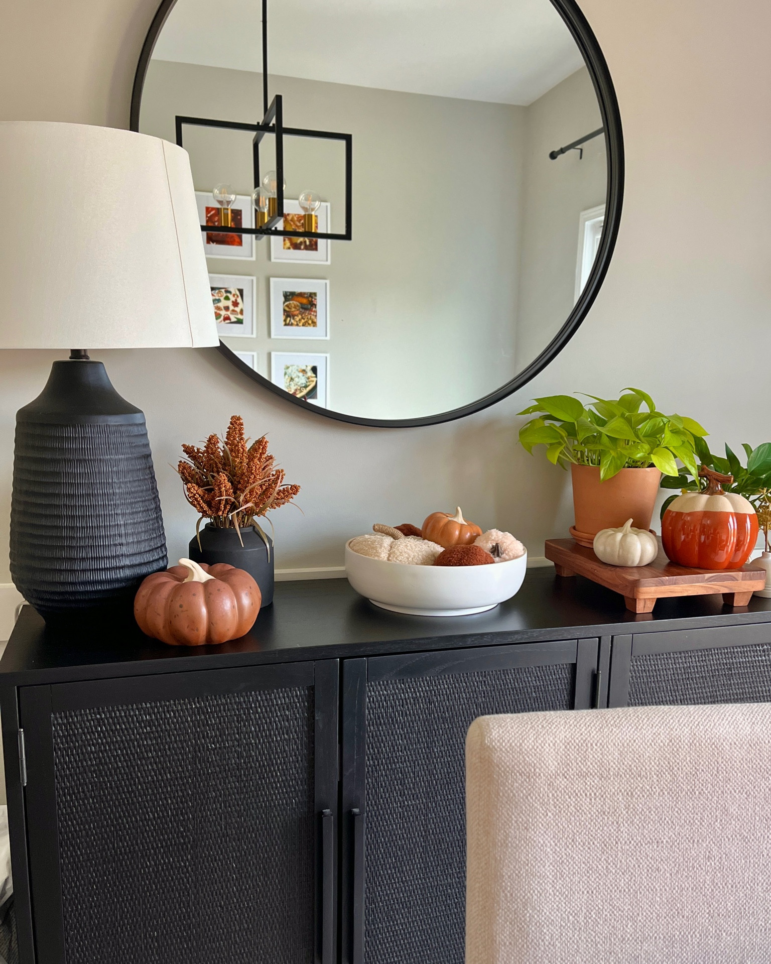 Fall Sideboard/Buffet in Kitchen 🍂✨🤎 #fallsideboard #fallbuffet #fallcredenza 

#LTKstyletip #LTKSeasonal #LTKhome