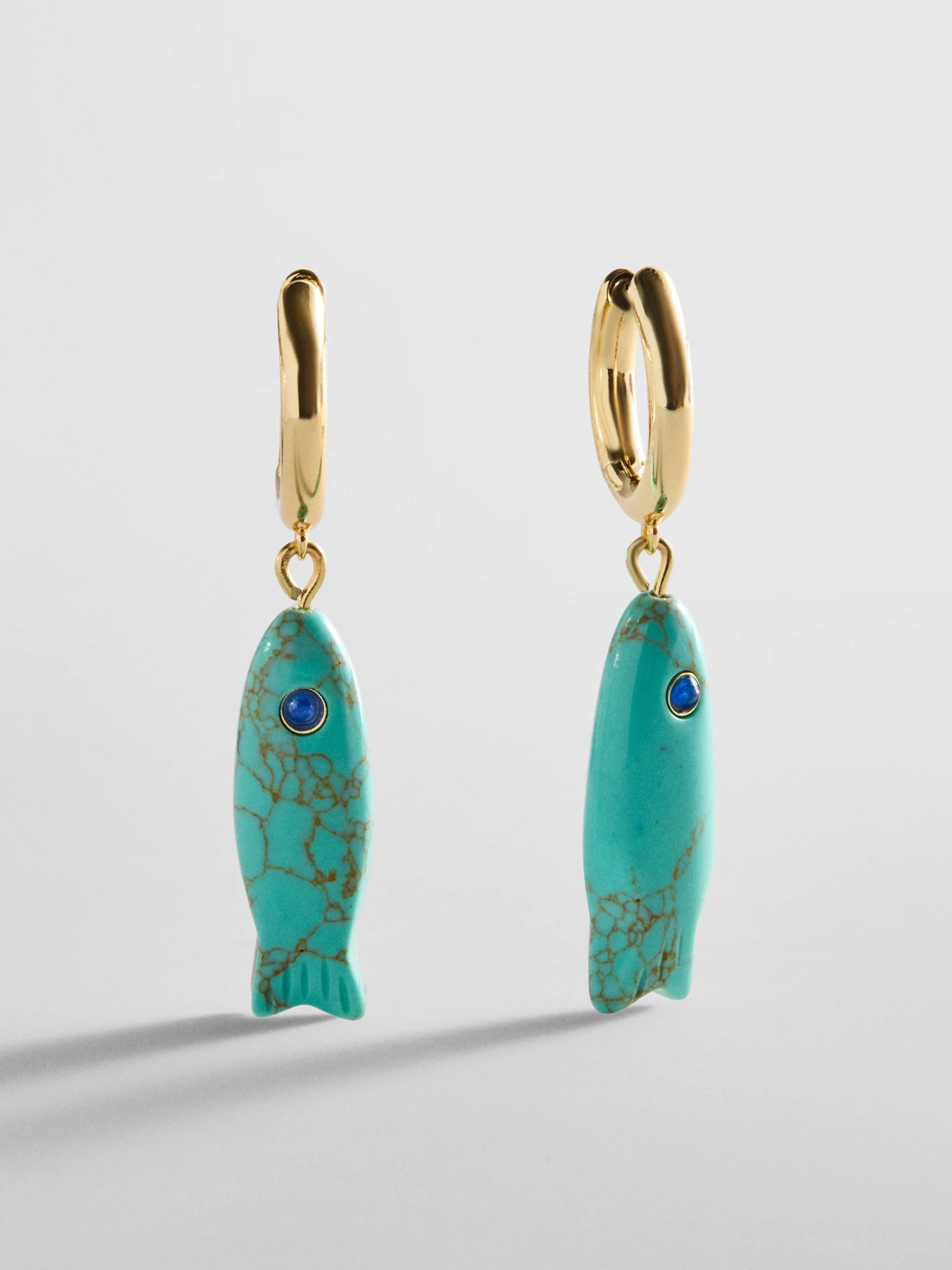 Reel Good Semi-Precious Fish Earrings - Turquoise | BaubleBar