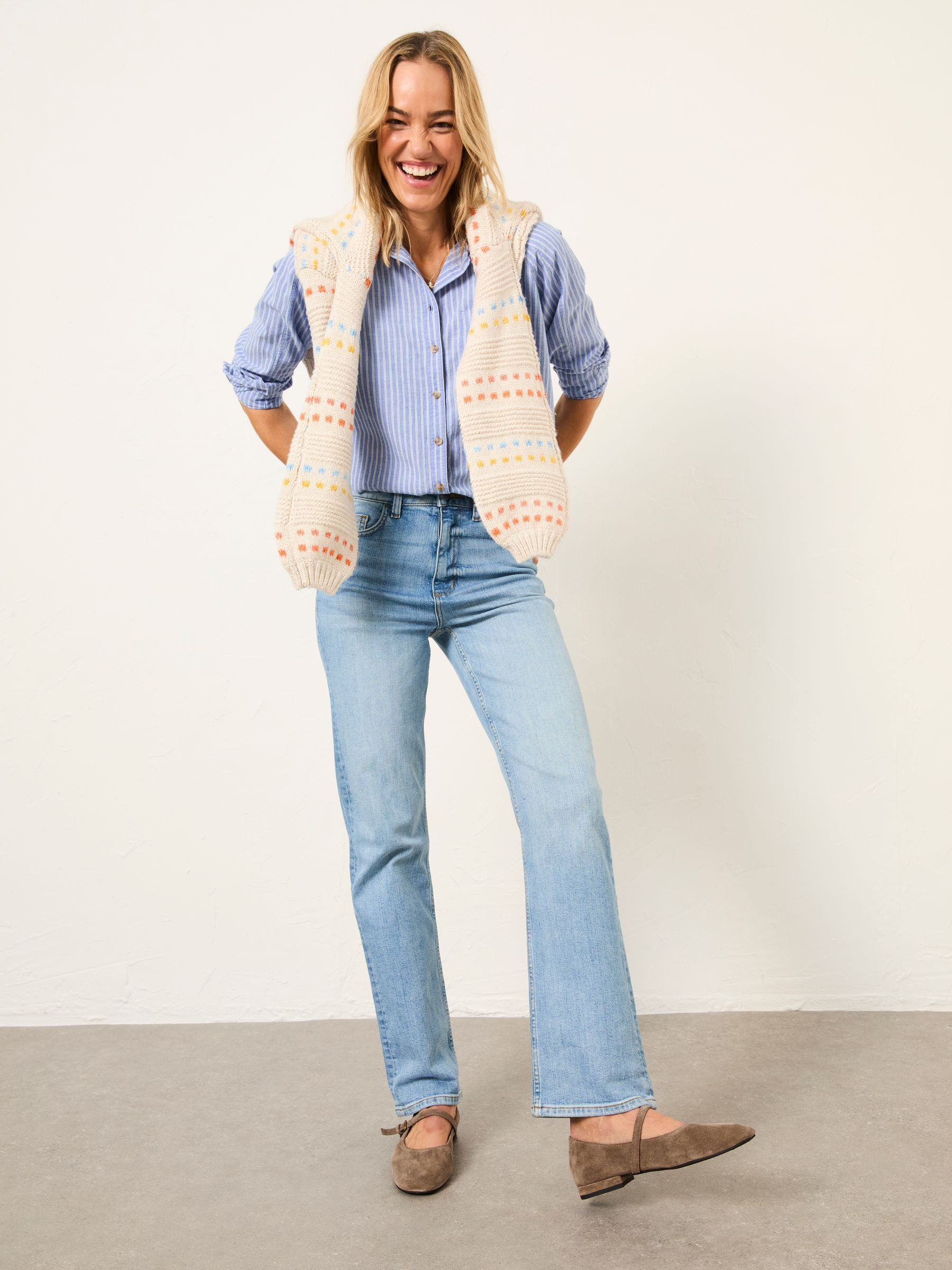 Bessie Blue Regular Stripe Shirt | FatFace | Fat Face