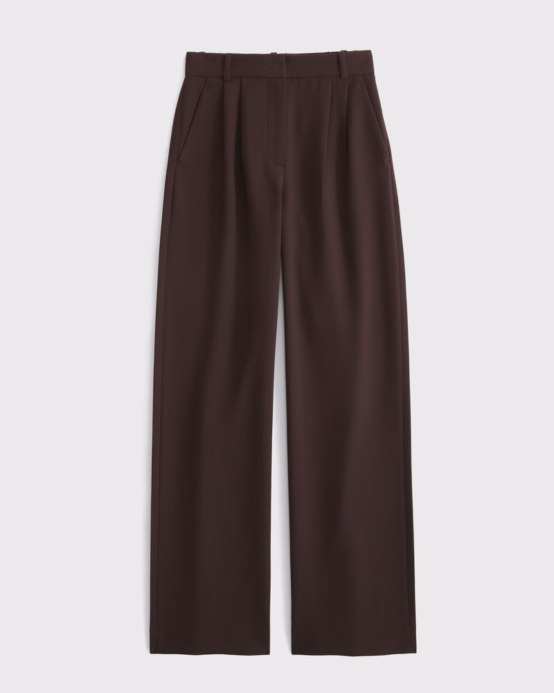 Abercrombie & Fitch Women's A&F Sloane Tailored Wide Leg Pant in Dark Coffee - Size 31 SHORT | Abercrombie & Fitch (US)