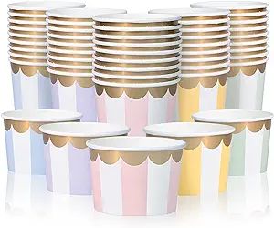 Paper Ice Cream Cups - 50-Count 9-Oz Disposable Dessert Bowls for Hot or Cold Food, 9-Ounce Party... | Amazon (US)