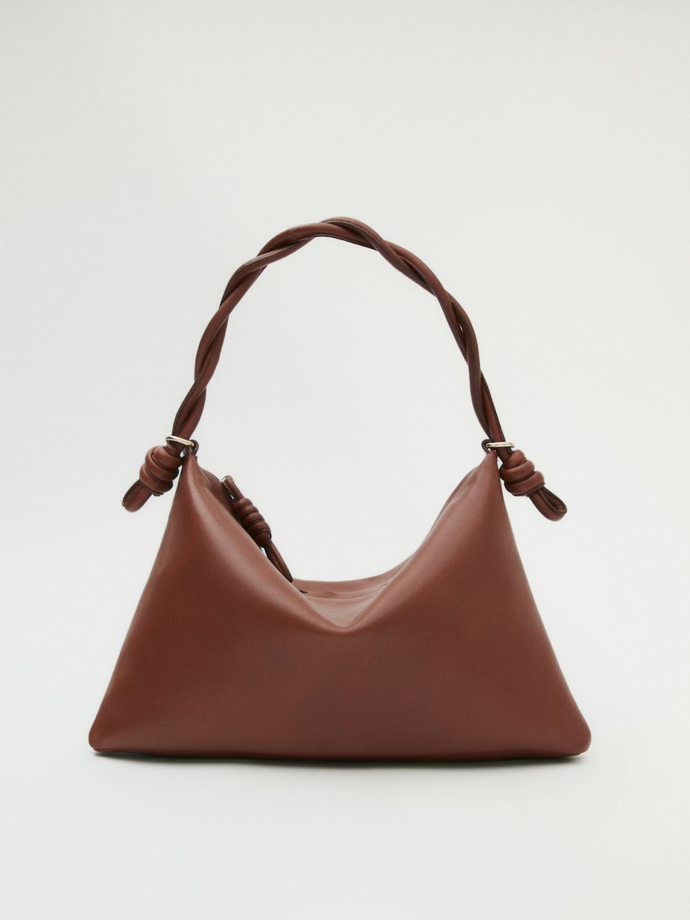 Mini nappa leather shoulder bag with plaited strap | Massimo Dutti UK