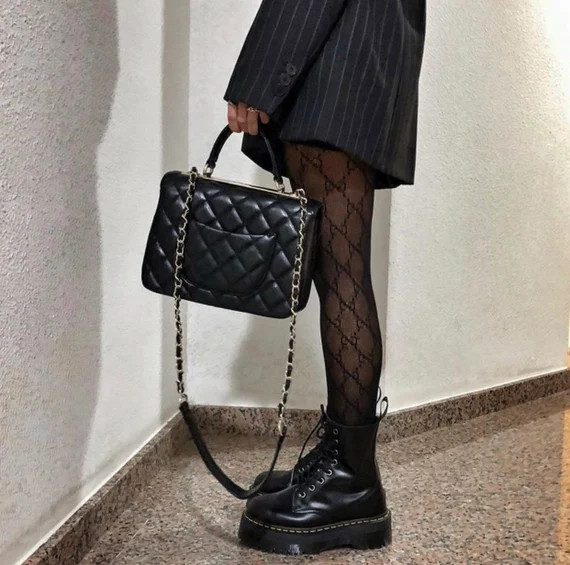 Fashion black or White gg tights, fishnet,stockings, Gabriel logo interlocking letter fashion par... | Etsy (UK)