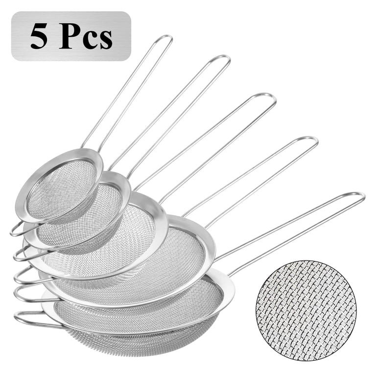 Aovky Fine Mesh Strainers Set of 5, Stainless Steel Wire Sieves with Sturdy Handles (2.8", 3.1", ... | Walmart (US)