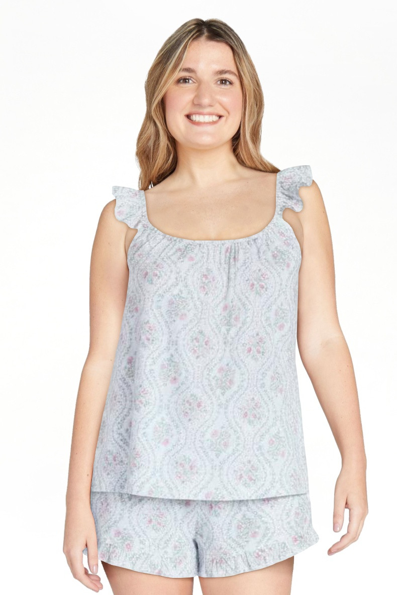 Joyspun Women's Woven Sleep Cami and Shorts Set with Ruffle, 2-Piece, Sizes XS-3X | Walmart (US)