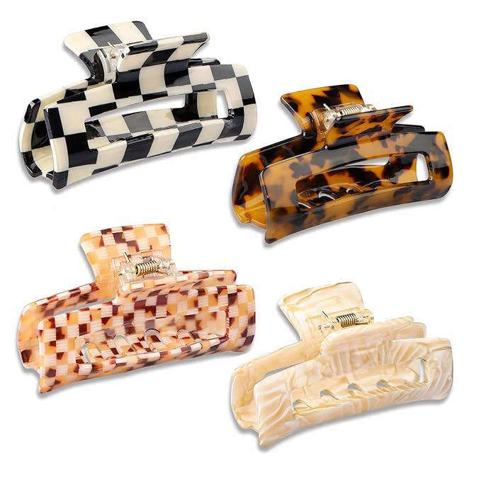 Magicsky 4PCS Hair Claw Clips, Acrylic Banana Barrettes Butterfly French Jaw Clip, Big Hair Clip ... | Amazon (US)