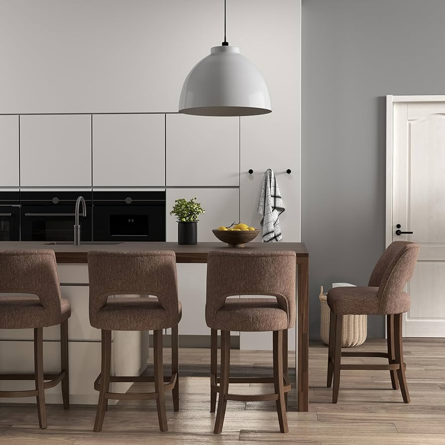 VKNOW Bar Stools Set of 4,Upholstered Counter Height Bar Stools,Modern Counter Stools with Wood L... | Amazon (US)