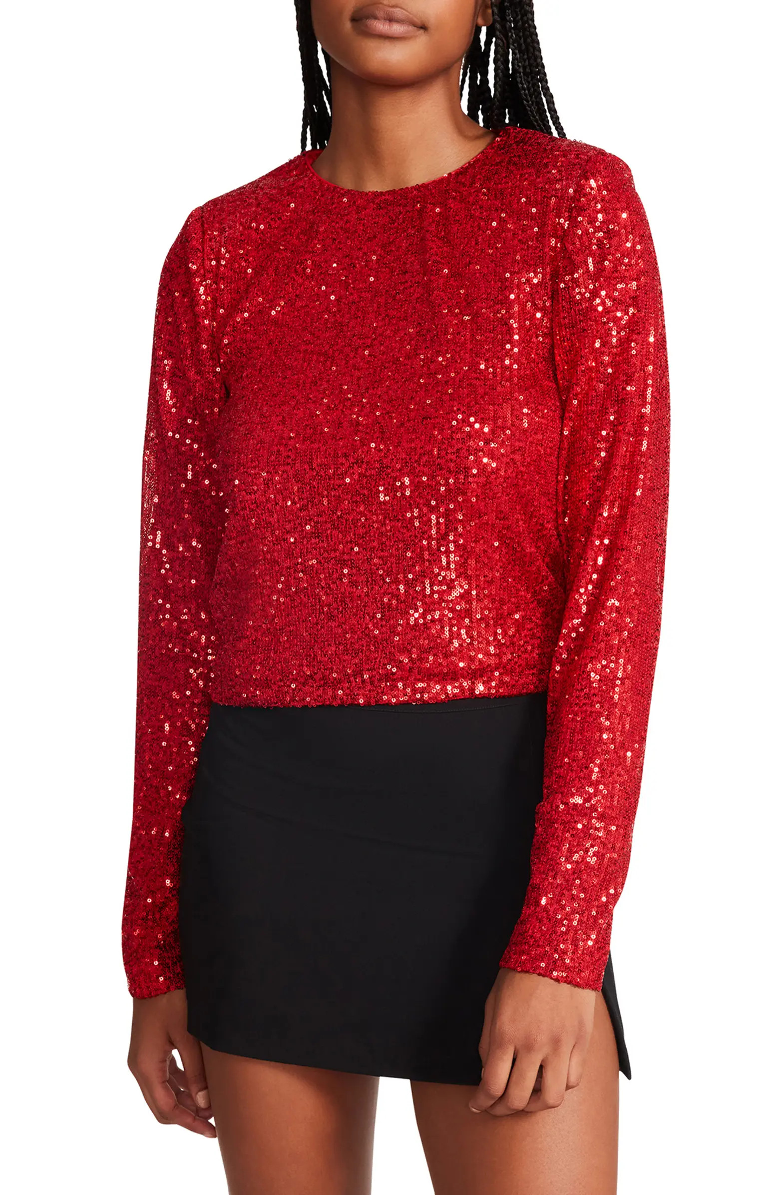 Steve Madden Demi Sequin Long Sleeve Top | Nordstrom | Nordstrom