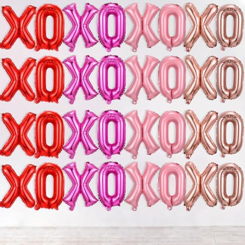 Simgoing 32 Pcs Valentines Day 16 Inches XOXO Balloons XOXO Letter Foil Balloons Banner Valentines Day Decorations for Wedding Bachelorette Party Supply(Red, Pink, Rose Gold, Rose Red) | Amazon (US)