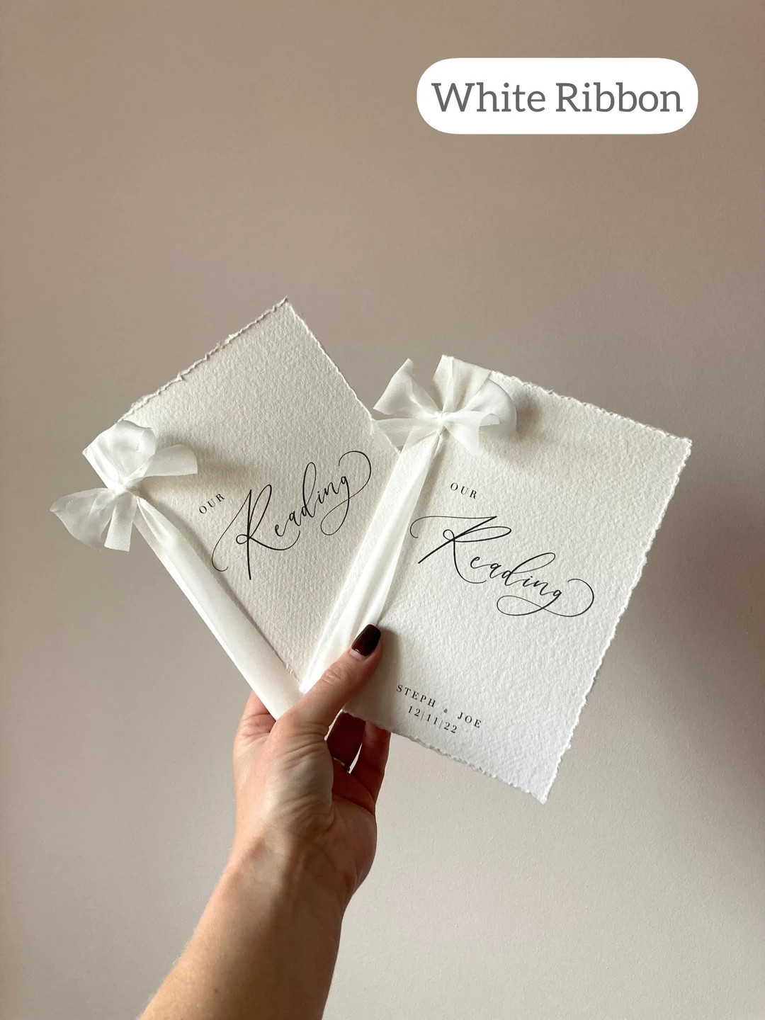 Cotton Paper Wedding Reading Books With Silk Ribbon - Etsy | Etsy (US)