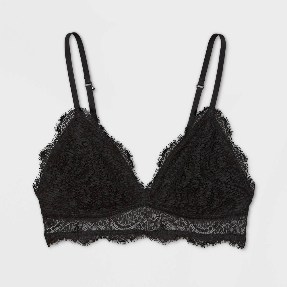 Women's Lace Triangle Bralette - Colsie Black L | Target