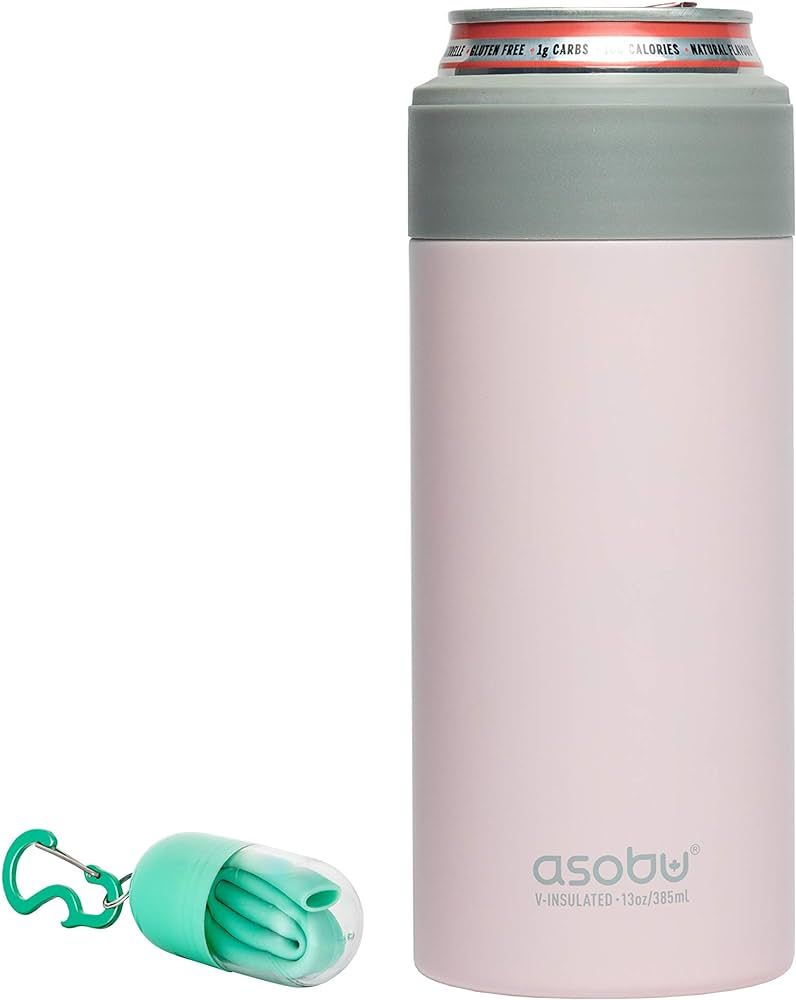 Asobu Skinny Can Cooler Insulated Stainless Steel Sleeve for a Slim 12 Ounce Can with Reusable Fl... | Amazon (US)