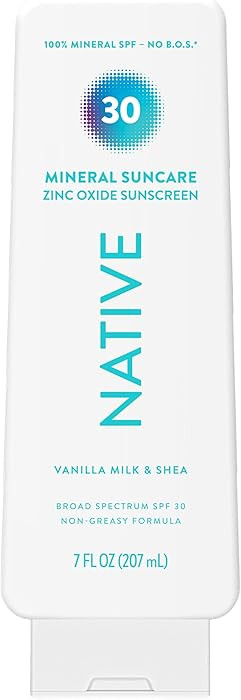 Native Loción de protección solar Vanilla Milk & Shea SPF 30, 100% mineral SPF para rostro y cu... | Amazon (US)
