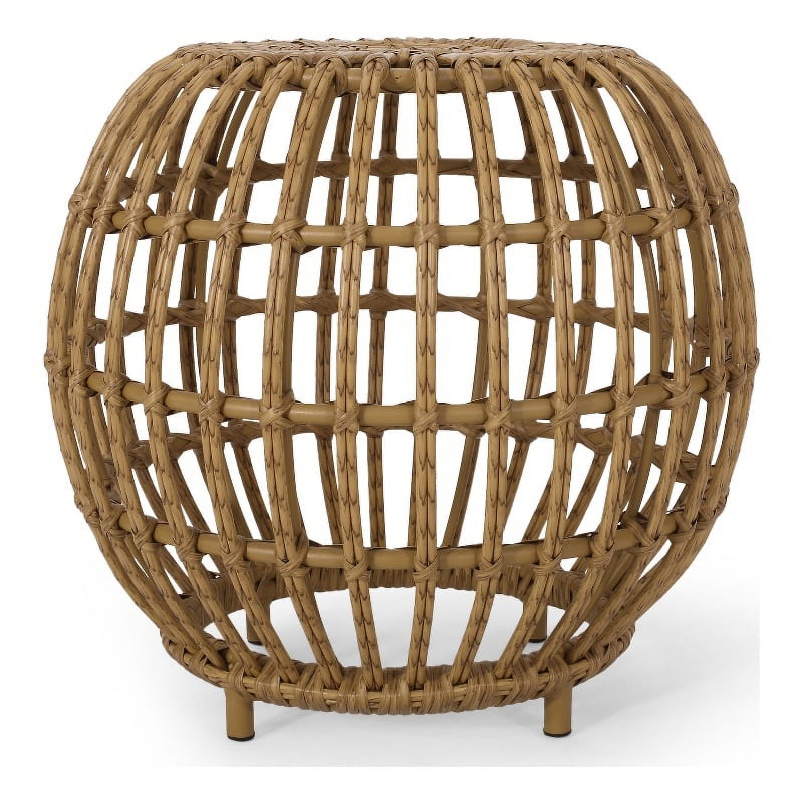 Noble House Ottawa Outdoor Faux Wicker / Rattan Side Table in Light Brown | Walmart (US)