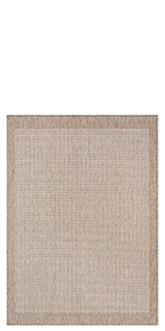 Well Woven Woden Taupe Indoor/Outdoor Flat Weave Pile Solid Color Border Area Rug (7'10" x 9'10") | Amazon (US)