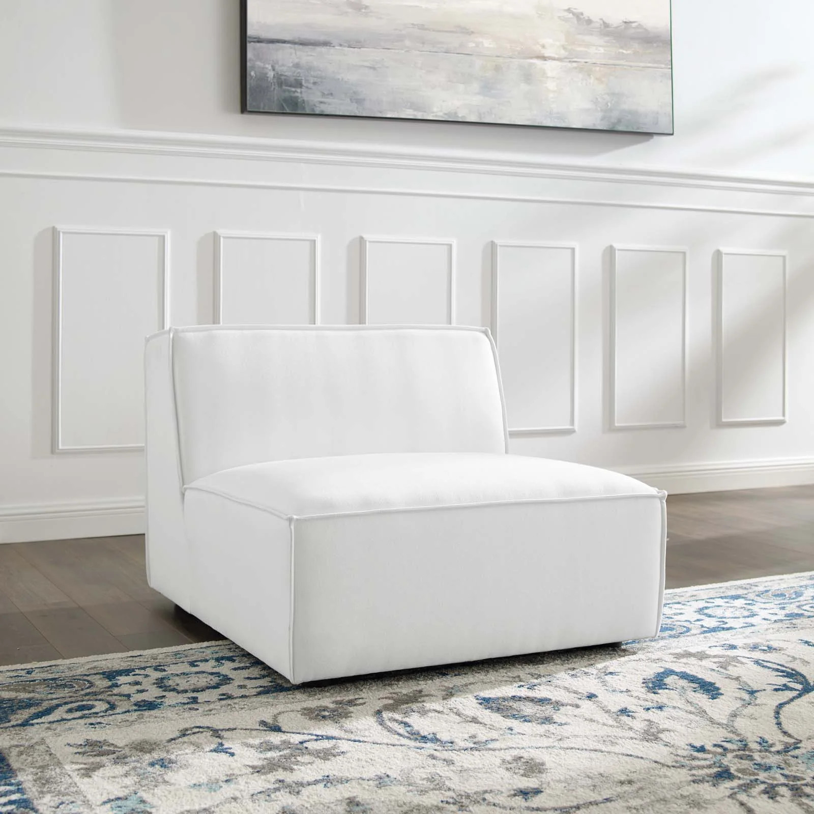 Modway Restore Sectional Sofa Armless Chair, White Fabric | Walmart (US)