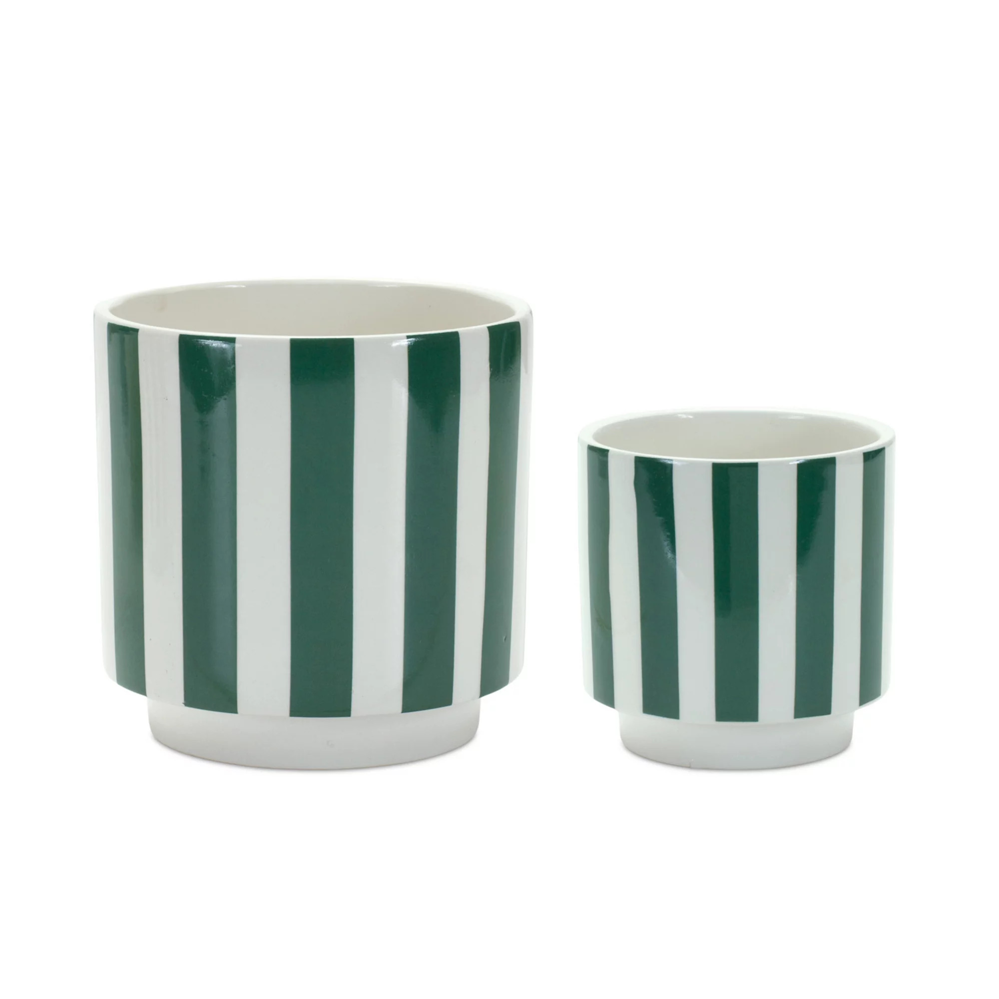 Melrose Green Stripe Planter Table Decor 2-piece Set | Kohl's